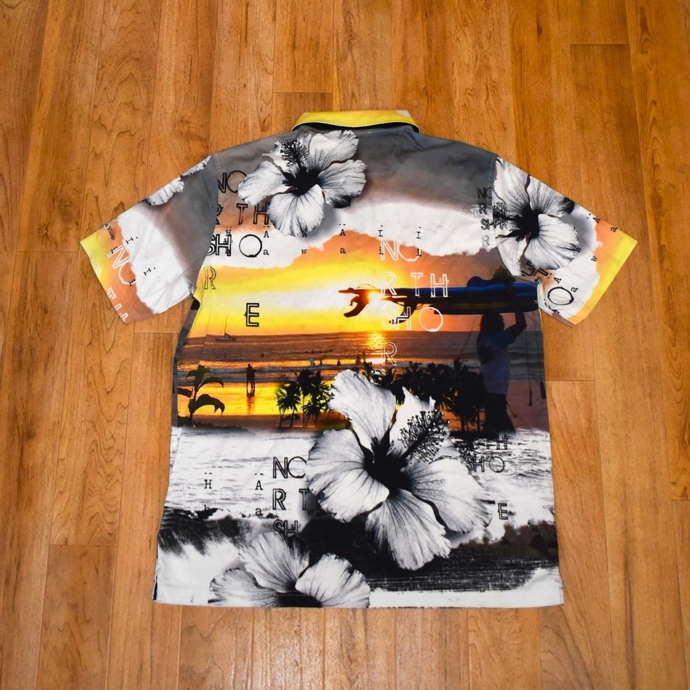 Bugatchi Polo Shirt Mens XXL Multicolor Hawaii North Shore Sunset Print - Picture 2 of 4